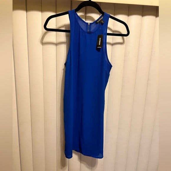 NWT beautiful bright blue long open sided blouse size XS - Picture 1 of 6